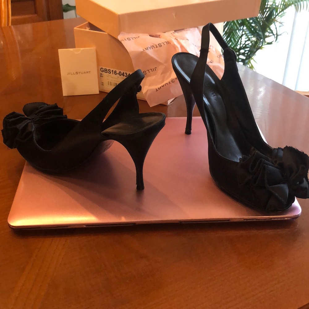JILL STUART Philomena Blk Satin Heel, ITALY, Sz 40